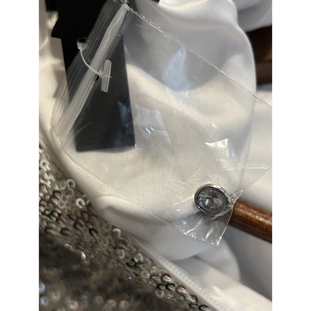 BOSTON PROPER NWOT Silver Sequined Sheath WhiteCocktail Dress - SZ 10 PARTY CHIC - Picture 11 of 11
